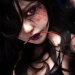 Elyana Sex Doll 167 cm IronTech Doll Silicone, regard intense, maquillage sombre, cheveux noirs.