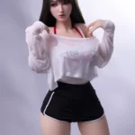 Lovelia Sex Doll 165 cm IronTech Doll en tenue sportive, oreilles de chat, pose décontractée.
