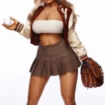 Lulila Sex Doll 165 cm IronTech Doll en tenue de baseball, jupe plissée et gant.