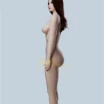 Lolika Sex Doll 168 cm IronTech, profil latéral, cheveux bruns, peau TPE réaliste.