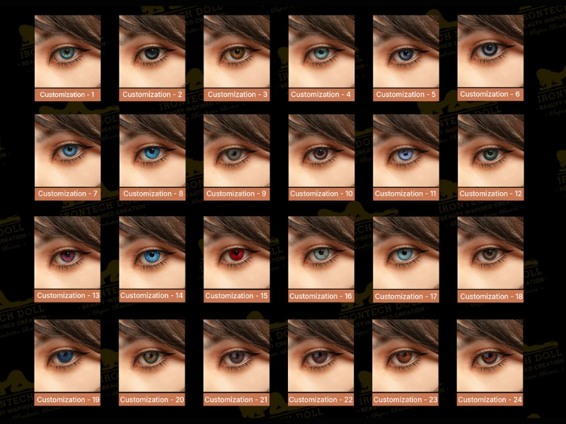 Gros plan sur les yeux amovibles d'une poupée réaliste — couleur bleue, détail réaliste