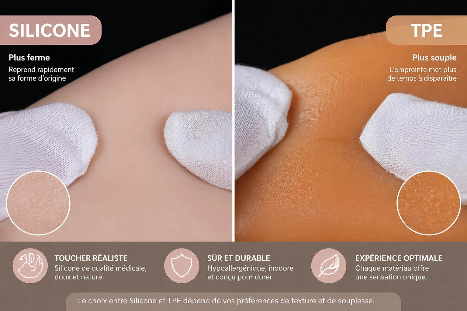 Silicone platine et TPE — matières premières fabrication sex doll